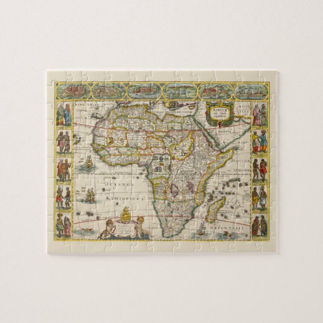 Antique Map of Africa by Hondius and Jansson Jigsaw Puzzle (Horizontal)