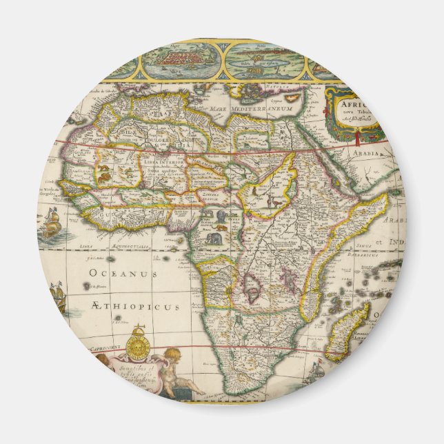 Antique Map of Africa by Hondius and Jansson Magnet (Front)
