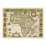 Antique Map of Africa by Hondius and Jansson Poster
