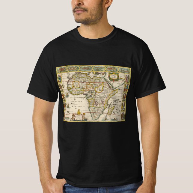 Antique Map of Africa by Hondius and Jansson T-Shirt (Front)
