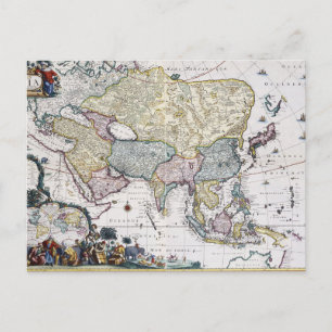 Antique Map of Asia 1696 Postcard
