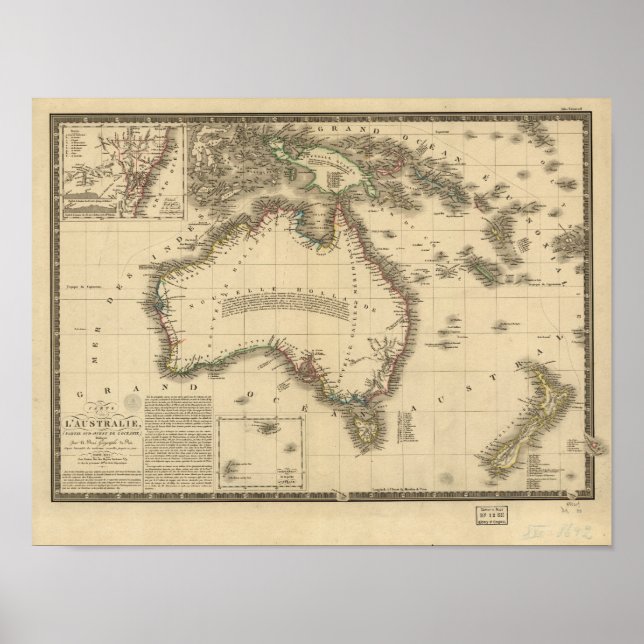 Antique Map of Australia 1826 Poster (Front)