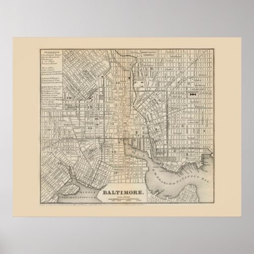Antique map of Baltimore Maryland 1866 Poster