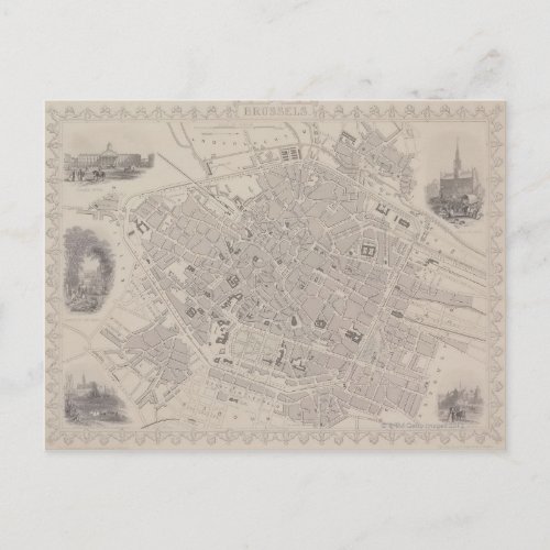 Antique Map of Belgium Postcard