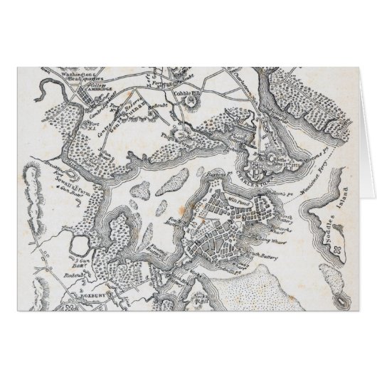 Antique Map of Boston | 1775-1776 Cards (Front Horizontal)