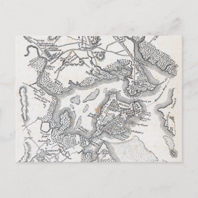 Antique Map of Boston | 1775-1776 Postcard (Front)