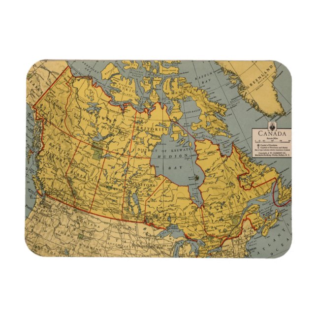 Antique Map of Canada Magnet (Horizontal)