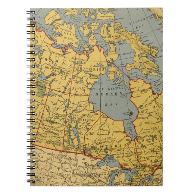 Antique Map of Canada Notebook (Front)