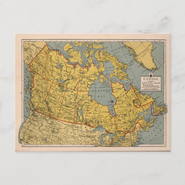 Antique Map of Canada Postcard (Front)