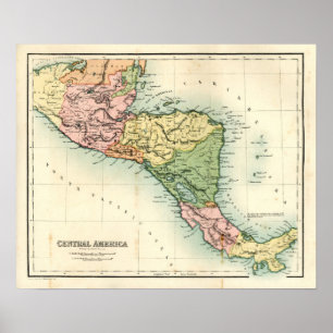 Antique map of Central America Poster