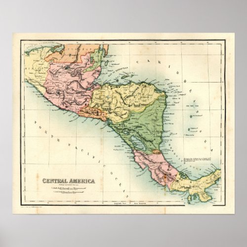 Antique map of Central America Poster