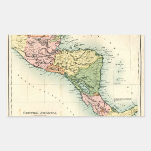 Antique map of Central America Rectangular Sticker