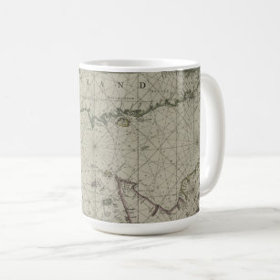 Antique Map of Channel, 1666 (colour engraving) Coffee Mug