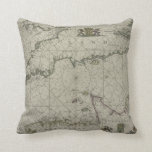 Antique Map of Channel, 1666 (colour engraving) Throw Pillow