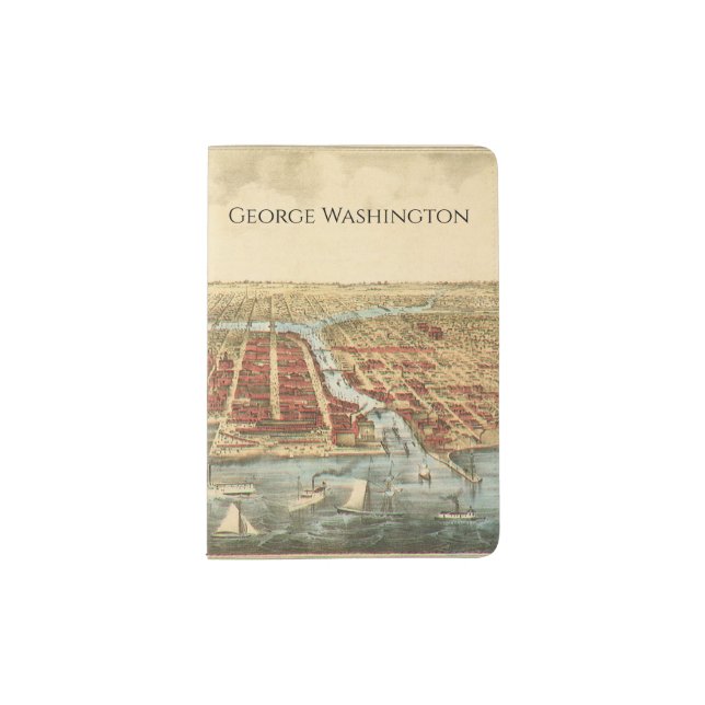 Antique Map of Chicago, LaSalle Street and River Passport Holder (Front)