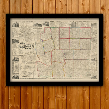 Antique Map Of Columbus  Ohio & Franklin County Poster by whereabouts at Zazzle