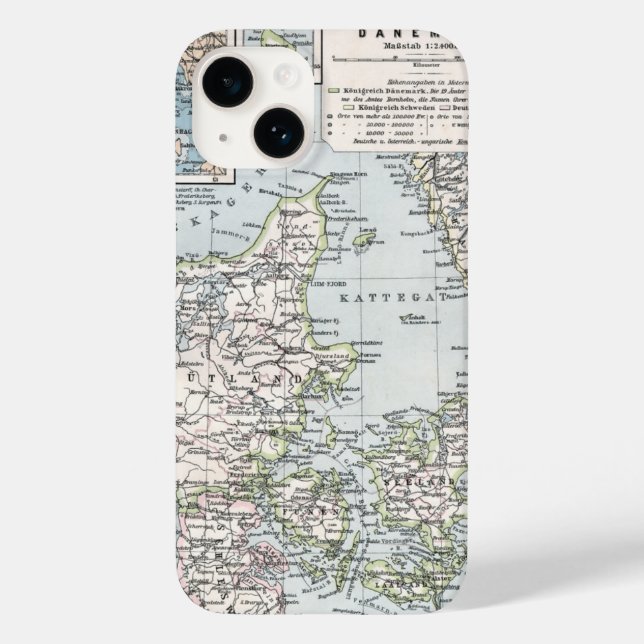 Antique Map of Denmark, Danmark in Danish, 1905 Case-Mate iPhone Case (Back)