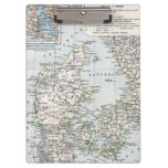 Antique Map of Denmark, Danmark in Danish, 1905 Clipboard