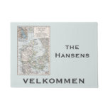 Antique Map of Denmark, Danmark in Danish, 1905 Doormat