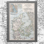 Antique Map of Denmark, Danmark in Danish, 1905 Notebook