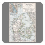 Antique Map of Denmark, Danmark in Danish, 1905 Square Sticker