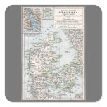 Antique Map of Denmark, Danmark in Danish, 1905 Square Sticker
