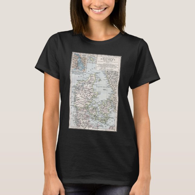 Antique Map of Denmark, Danmark in Danish, 1905 T-Shirt (Front)
