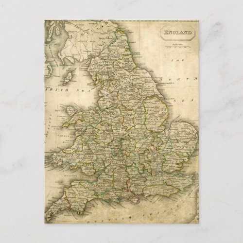 Antique Map of England and Wales Postcard