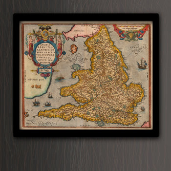 Antique Map Of England From 1573 Poster by whereabouts at Zazzle