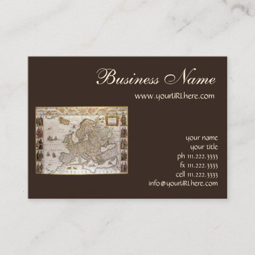 Antique Map of Europe, c1617 by Willem Jansz Blaeu Business Card Template
