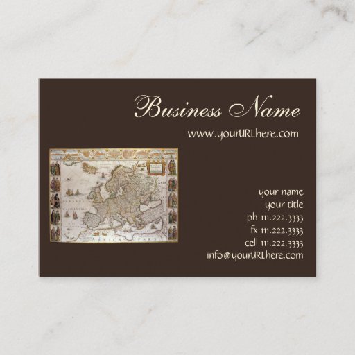 Customizable Antique Map of Europe, c1617 by Willem Jansz Blaeu Business Card Template