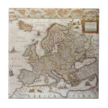 Antique Map of Europe by Willem Jansz Blaeu, c1617 Ceramic Tile