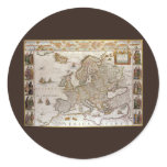 Antique Map of Europe by Willem Jansz Blaeu, c1617 Classic Round Sticker