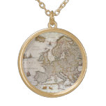 Antique Map of Europe by Willem Jansz Blaeu, c1617 Gold Plated Necklace