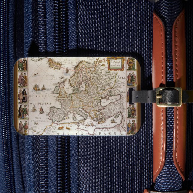 Antique Map of Europe by Willem Jansz Blaeu, c1617 Luggage Tag (Front Insitu 4)