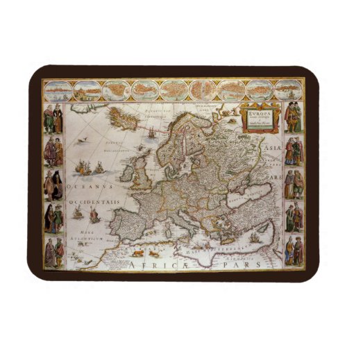 Antique Map of Europe by Willem Jansz Blaeu c1617 Magnet