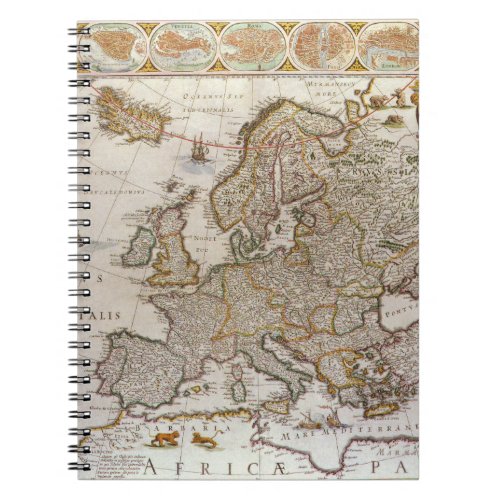 Antique Map of Europe by Willem Jansz Blaeu c1617 Notebook
