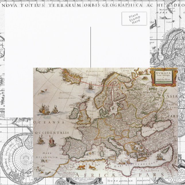 Antique Map of Europe by Willem Jansz Blaeu, c1617 Postcard (Creator Uploaded)