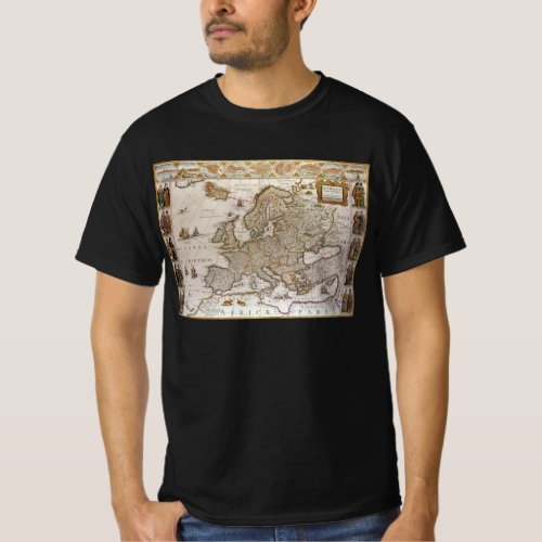 Antique Map of Europe by Willem Jansz Blaeu c1617 T_Shirt