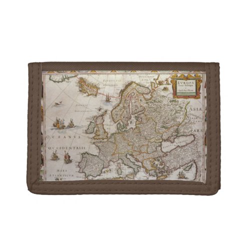 Antique Map of Europe by Willem Jansz Blaeu c1617 Tri_fold Wallet
