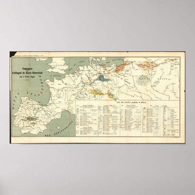 Antique Map of Europe, Napoleonic Empire Poster (Front)