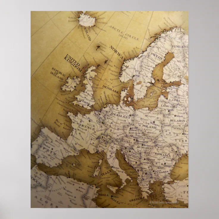 Antique map of europe. Old world. Poster | Zazzle