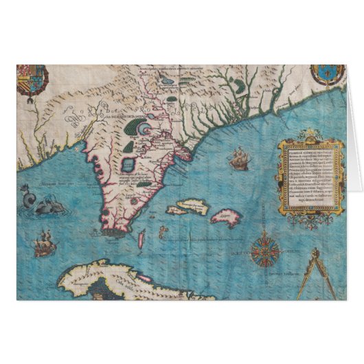 Antique Map of Florida and Cuba Cards (Front Horizontal)
