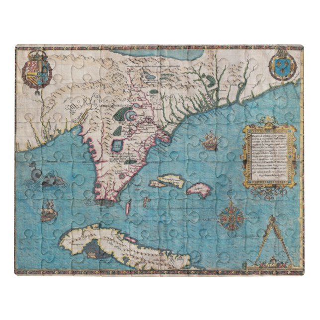 Antique Map of Florida and Cuba Jigsaw Puzzle (Puzzle Horizontal)