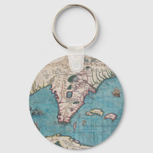 Antique Map of Florida and Cuba Keychain