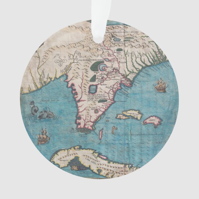 Antique Map of Florida and Cuba Ornament (Front)