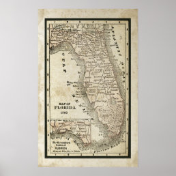 Antique Map of Florida Poster