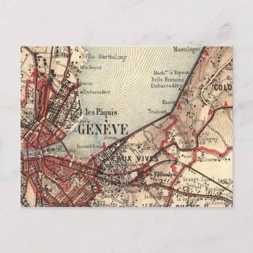 Antique Map of Geneva Switzerland Card