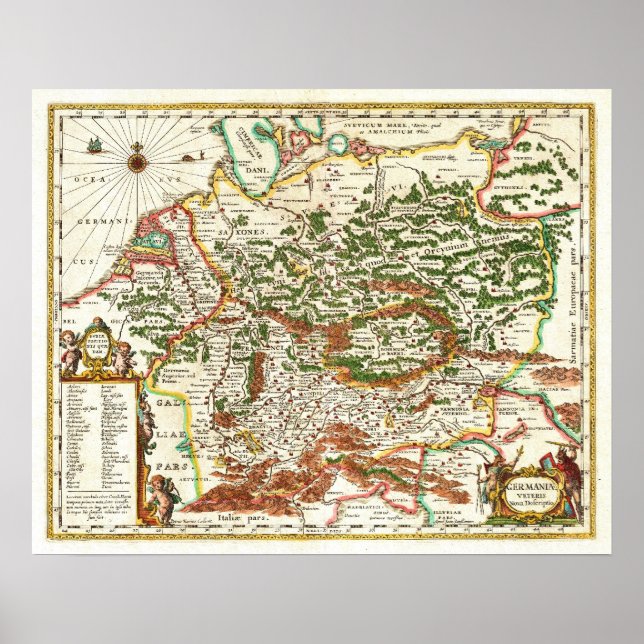 Antique Map of Germany c. 1657 Poster (Front)