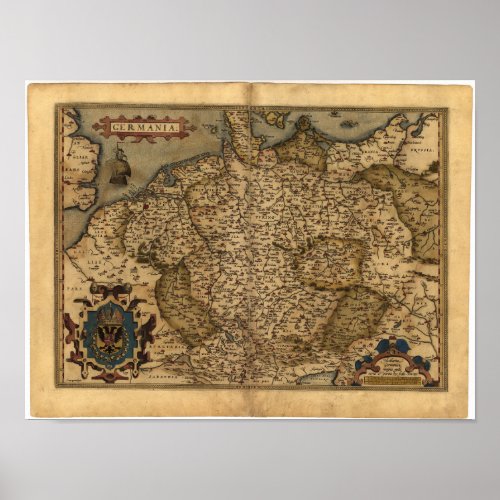 Antique Map of Germany Ortelius Atlas Poster